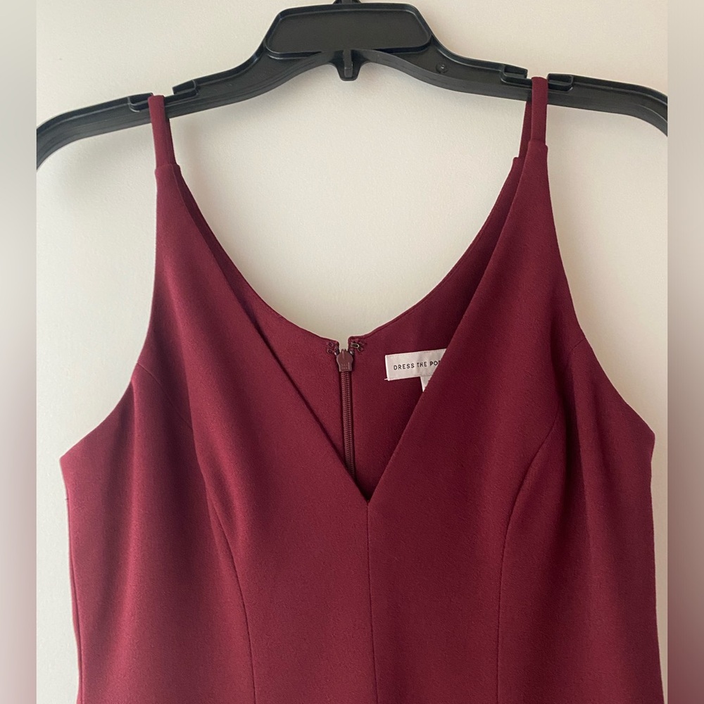 Dress the Population Iris Slit Crepe Gown Burgundy Size Medium *Tailored* - Picture 3 of 6